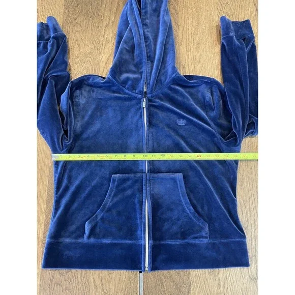 Juicy Couture Youth Blue Jacket Girl’s Size XXL Full Zip Hood Heavy Velour